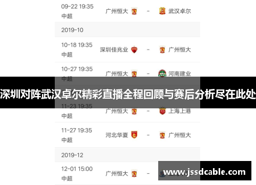 深圳对阵武汉卓尔精彩直播全程回顾与赛后分析尽在此处